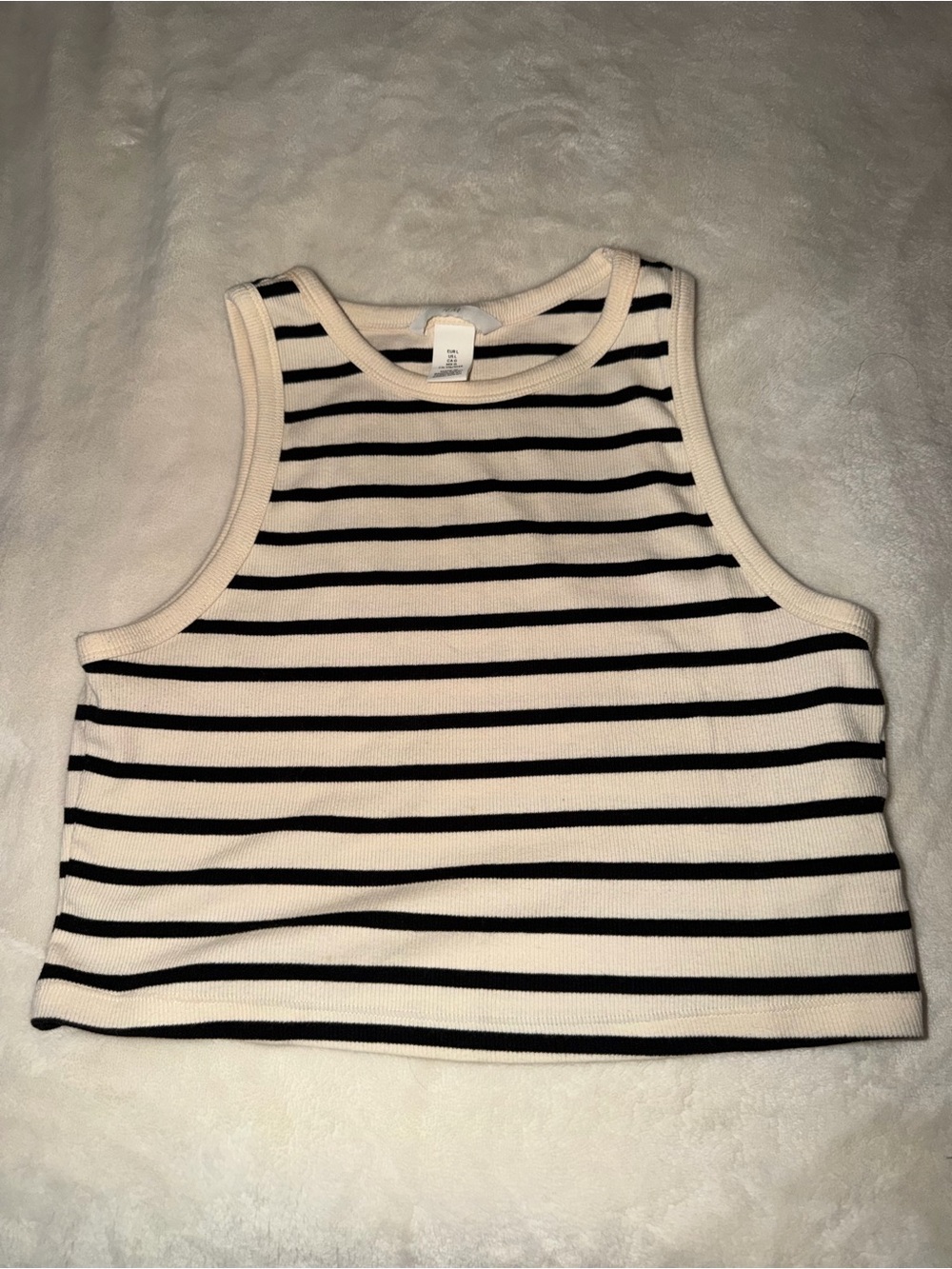 H&M Black & Cream Striped Ribbed Tank